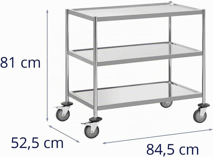 Royal Catering Servierwagen 3 Borde bis 60 kg - Küchenwagen mit Edelstahl Rahmen