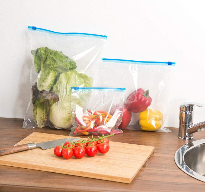 Rosenstein & Söhne Gefrierbeutel: 30 Zip-Verschluss Gefrier-Beutel, 1/3/6 Liter, 68 µm (Gefrierbeute