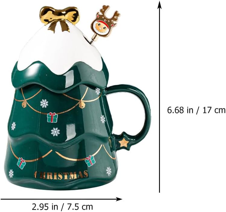 Cabilock Weihnachten Baum Tasse Weihnachten Keramik Becher Keramik Kaffee Becher mit Glück Bogen Dec