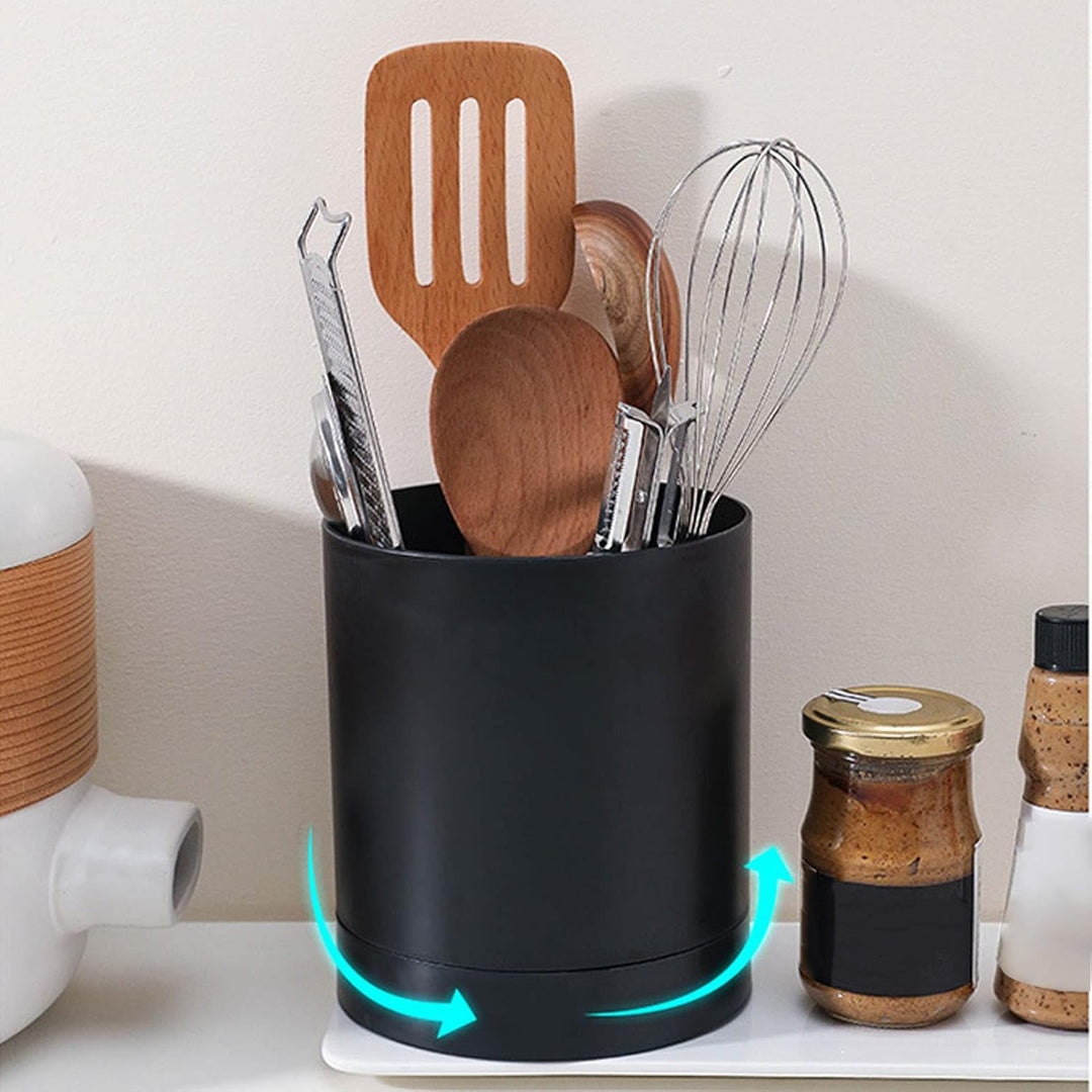 Küchenutensilienhalter 360 Gard Drehbarer Runde Küchenutensilien Organizer Besteckkorb mit Untere Te