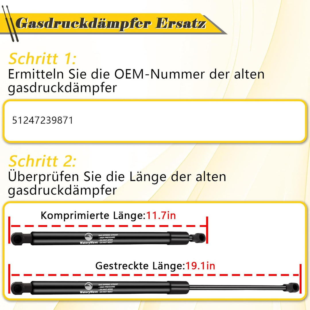 2X Heckklappendämpfer für BMW 1er F20 F21 114 116 118 120 125 135 Alle Motoren Schrägheck 2010-2021