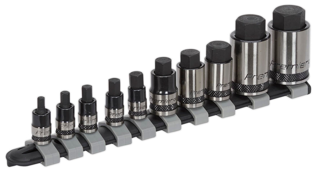 Hex Socket Bit Set 10pc Stubby 1/4", 3/8" & 1/2"Sq Drive Black Series
