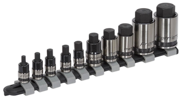 Hex Socket Bit Set 10pc Stubby 1/4", 3/8" & 1/2"Sq Drive Black Series