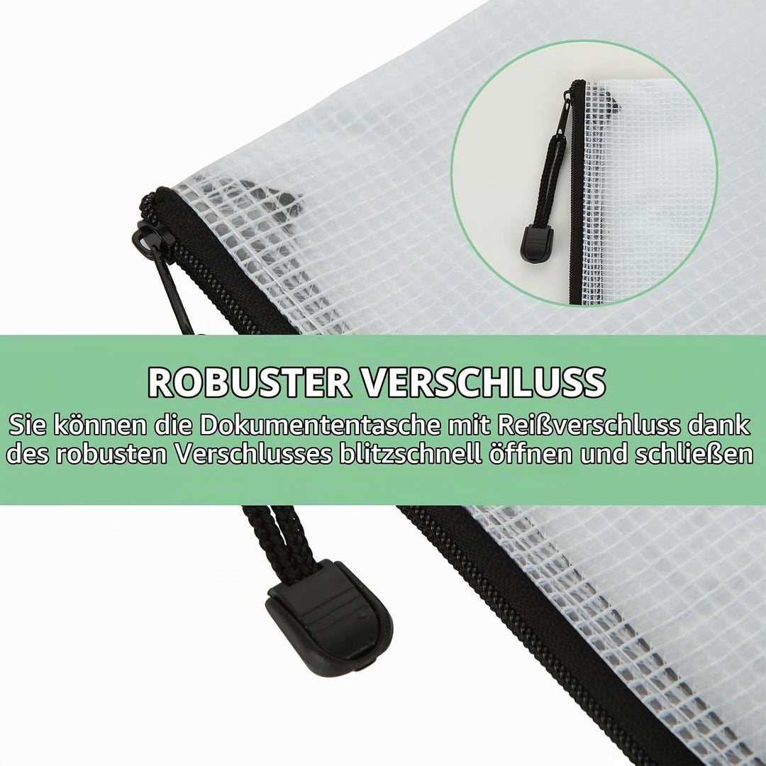 JMIATRY 30 Stück Dokumententasche mit Reissverschluss A4+A5+A6, Beutel mit Reissverschluss, Wasserdi