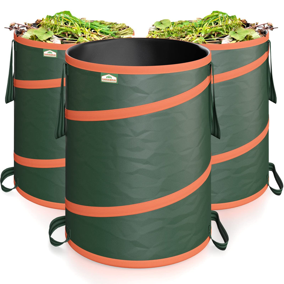 GARDEBRUK® Gartenabfallsack 3x165 Liter 30 kg Belastbarkeit stabil robust abwaschbar Garten Pop up R