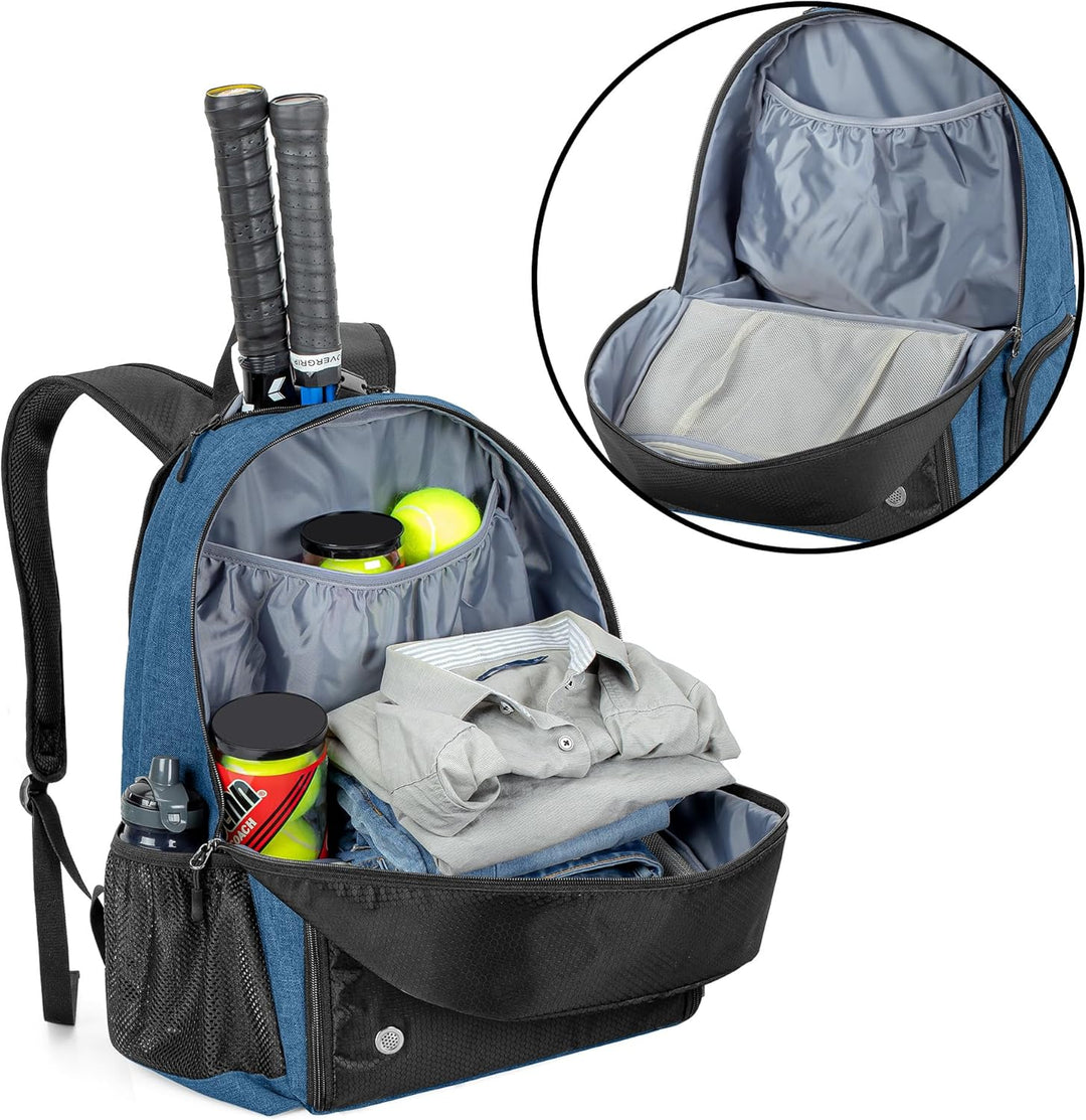 DSLEAF Tennistasche mit separatem belüftetem Schuhfach, Tennisrucksack für 2 Schläger mit gepolstert