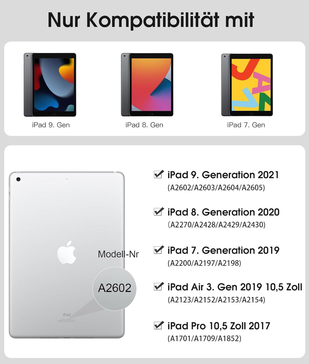 Vobafe Hülle mit Tastatur Kompatibel für iPad 9./ 8. /7. Generation 10.2 Zoll mit Stifthalter, Magne