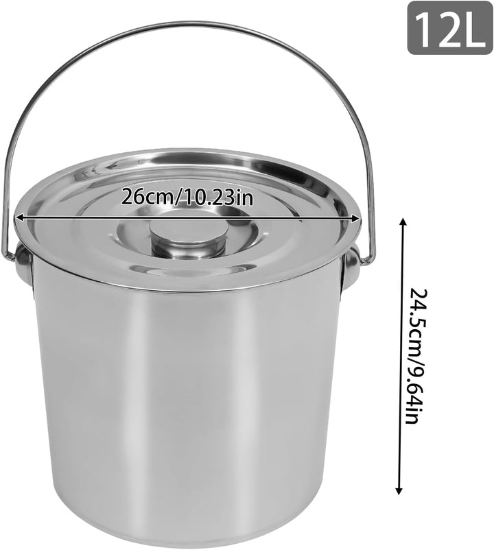 Eimer Edelstahleimer Kücheneimer Futtereimer Milcheimer Sektkühler EIS-Eimer mit Edelstahl Deckel,6L