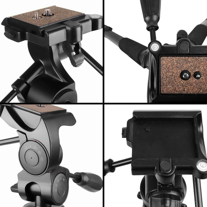 Walimex Pro FT-6653H Aluminium Pro-3D-Neiger (Belastbarkeit 6kg, Friktionskontrolle, grosse Schnellw
