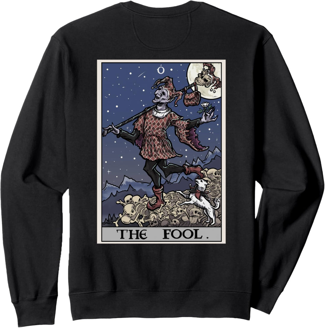The Fool Tarot-Karte für Halloween, Gothic-Stil, Hofnarren-Rückendruck Sweatshirt