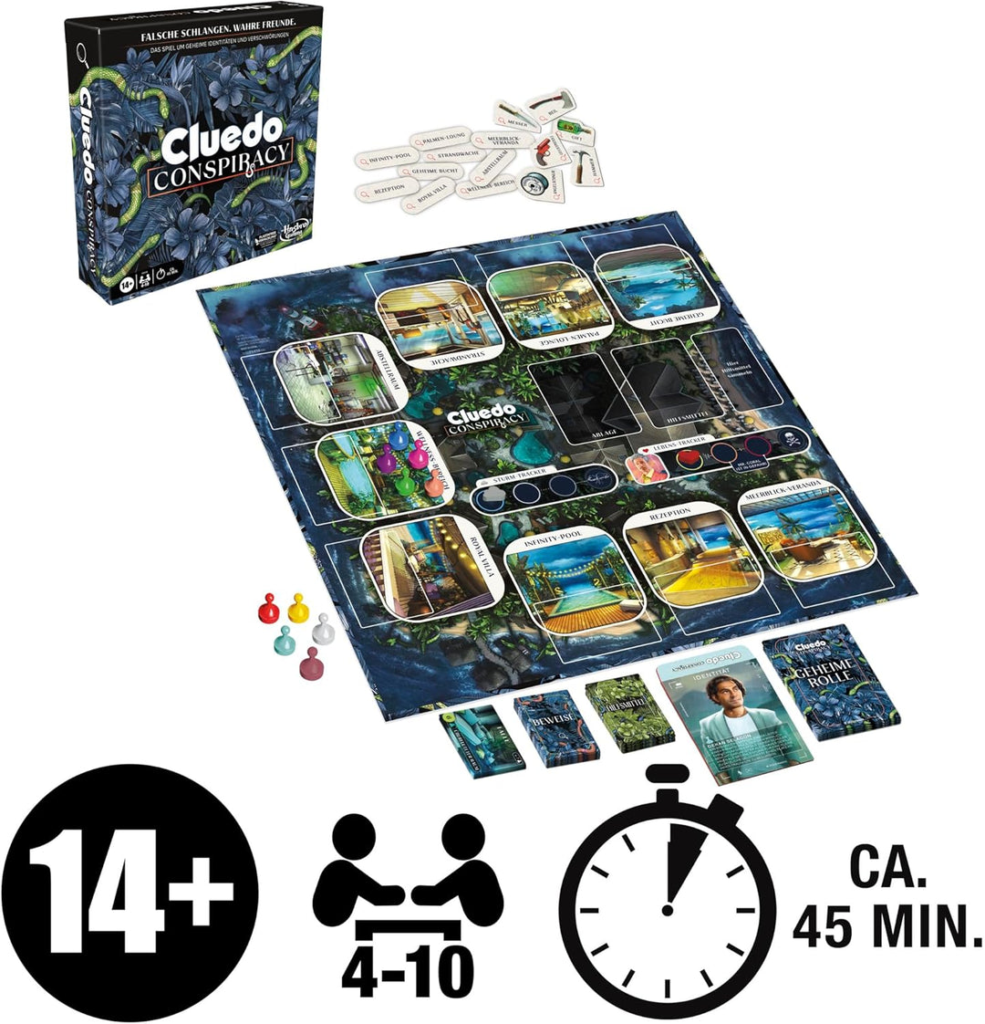 Cluedo Conspiracy Brettspiel für Erwachsene und Jugendliche, deutsche Version des Mystery Games, für