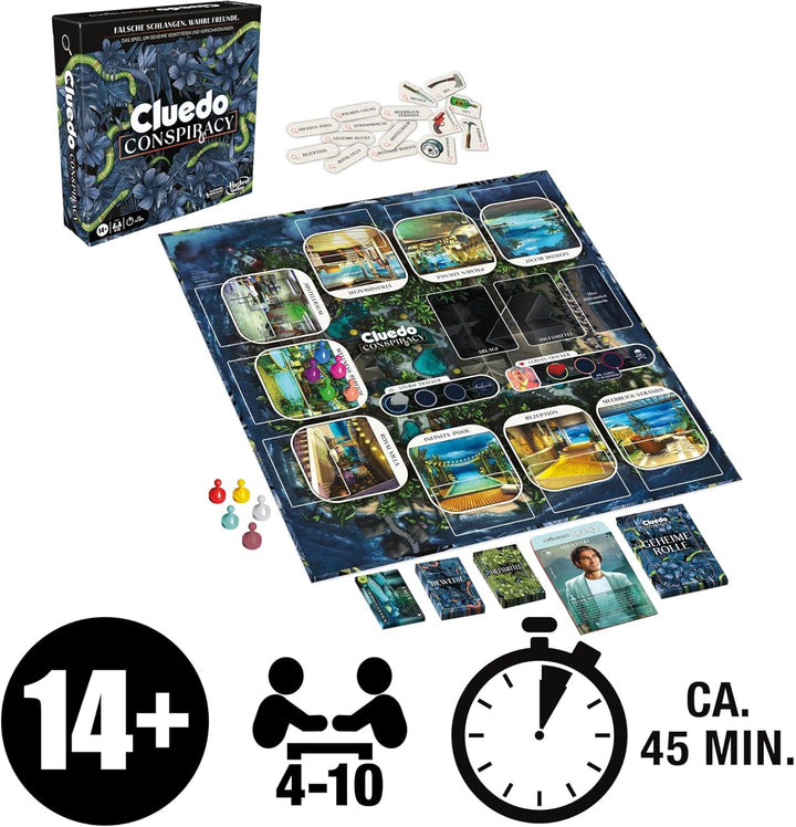 Cluedo Conspiracy Brettspiel für Erwachsene und Jugendliche, deutsche Version des Mystery Games, für