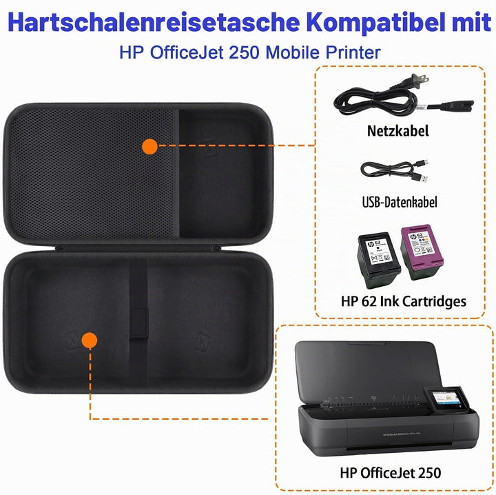 Khanka Hart Tasche Schutzhülle für HP Officejet 250 mobiler Multifunktionsdrucker Etui Case. (nur Ta