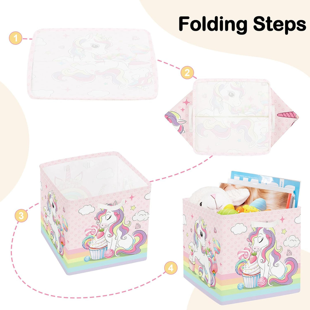 30cm Aufbewahrungsbox 3 Stück Einhorn Regenbogen Aufbewahrungskorb Kinder Faltbar Wolken Stern Aufbe