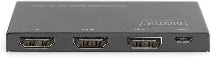 DIGITUS Ultra Slim HDMI Splitter, 1x2, 4K/60Hz HDR, HDCP 2.2, 18 Gbps, Micro USB Power