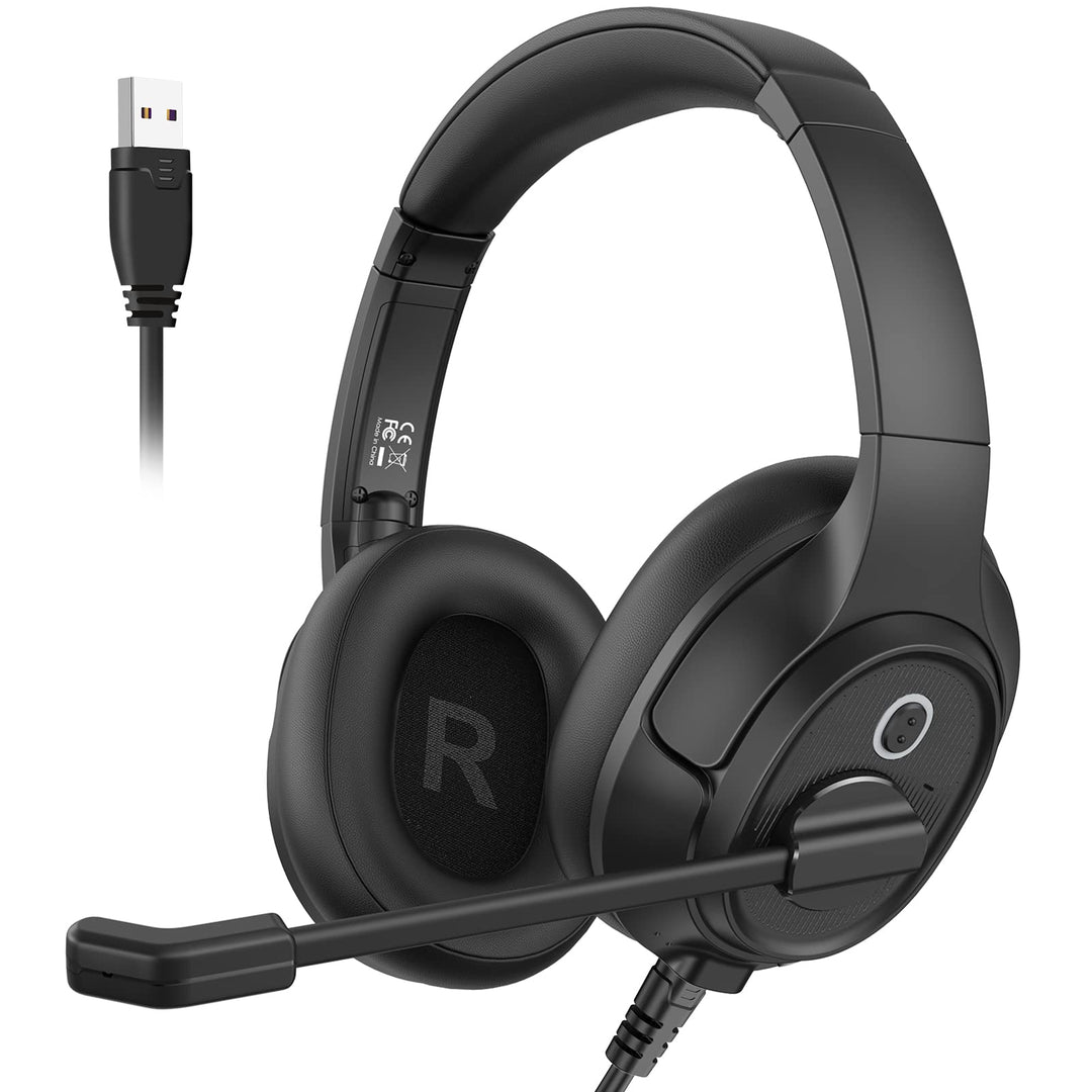 EKSA H2 USB Headset mit Mikrofon, Office PC Headset mit ENC Mic, Stummschalter & Lautstärkeregler, O