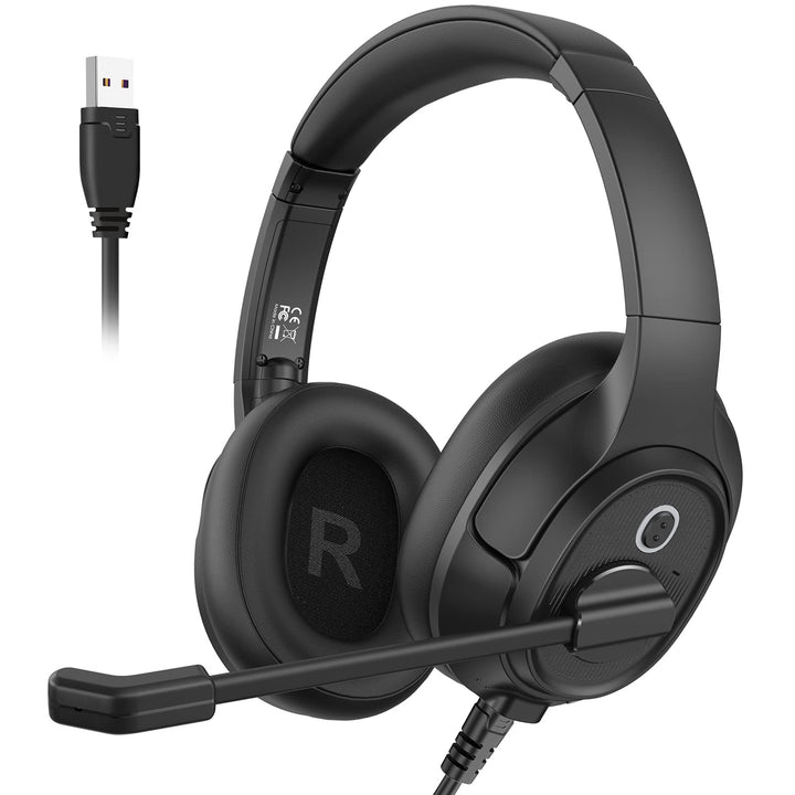 EKSA H2 USB Headset mit Mikrofon, Office PC Headset mit ENC Mic, Stummschalter & Lautstärkeregler, O