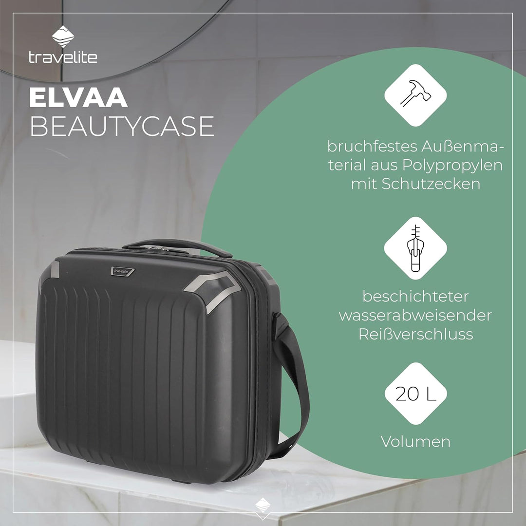 travelite Handgepäck Kosmetikkoffer Hartschale mit recyceltem Innenfutter, Gepäck Serie ELVAA: Styli