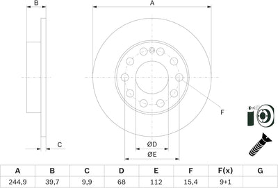 Bosch BD883 Bremsscheiben - Hinterachse - ECE-R90 Zertifizierung - zwei Bremsscheiben pro Set