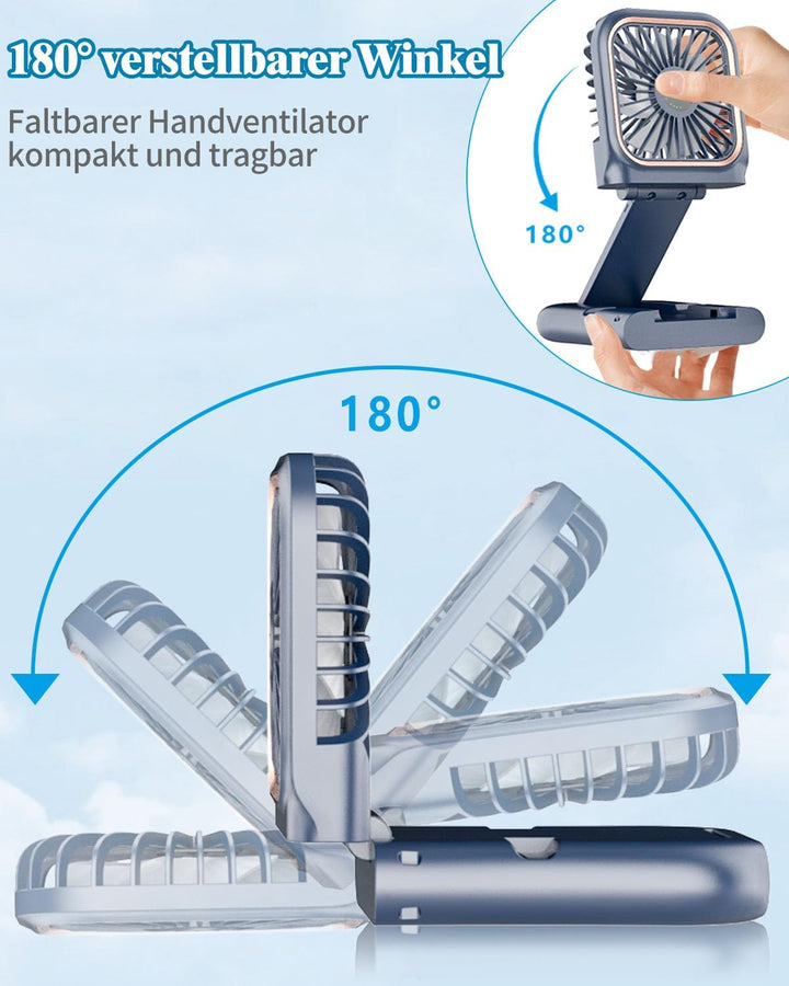 DDKJ Handventilator, Tragbarer Mini Ventilator Hand, 3 Geschwindigkeiten Portable Fan Klein (180°sch