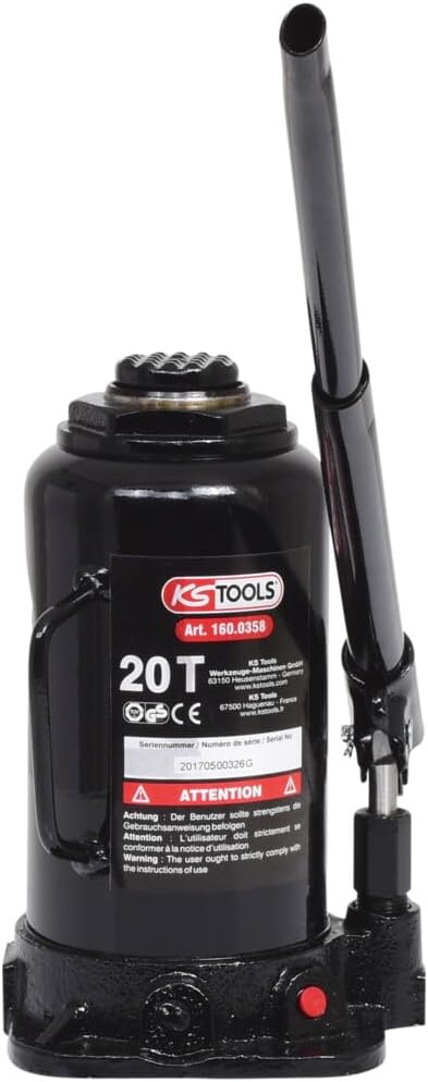 KS Tools 160.0358 Hydraulischer Flaschenwagenheber, 20 t 20-Teilig, 20-Teilig