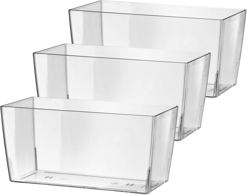 Rechteckiger Blumentopf aus transparentem Kunststoff, als Pflanzkasten oder Blumenkübel geeignet (3,