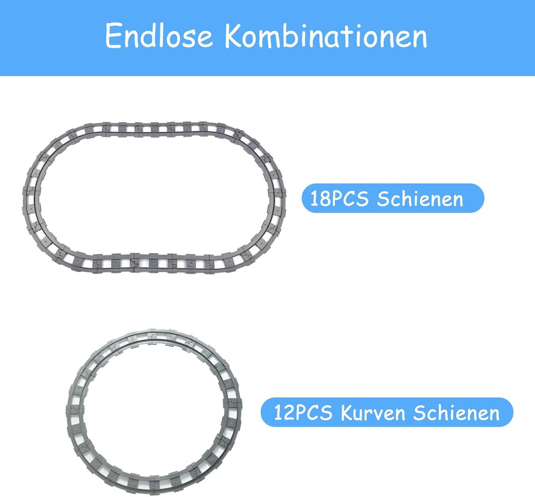 18pcs Oval Schienen Set, City Zug Schienen, bestehend aus Cross Track Gerade, Kurven Schienen, Spiel