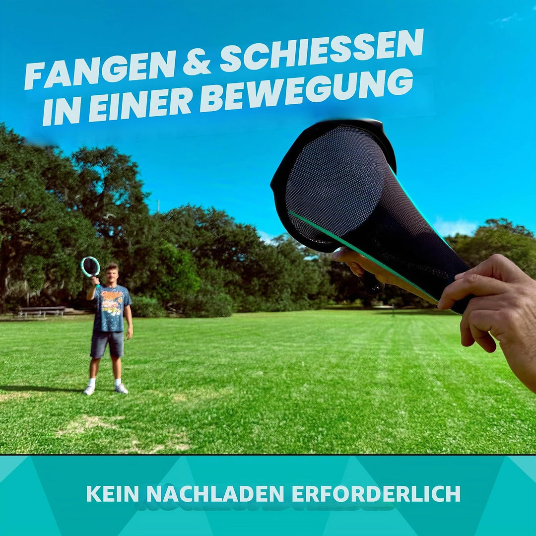 Waboba Slingair Slingshot Fang & Launch Spiel - One‑Motion Sling Air Paddle Spiel mit 2 Schlägern &