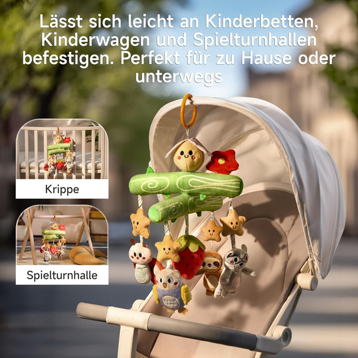 TUMAMA Babyspielzeug 0 3 6 12 Monate, Krippen-Mobile Spielzeug mit Quietschen, Knistern, Rassel, Mon