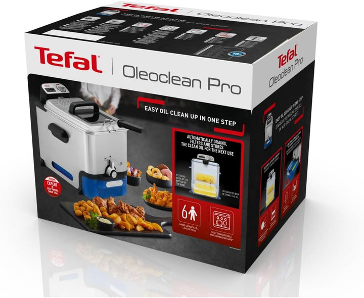 Tefal FR8040 Oleoclean Pro Inox & Design Fritteuse | 2300W | Kapazität 1,2 Kg | Herausnehmbarer Ölbe