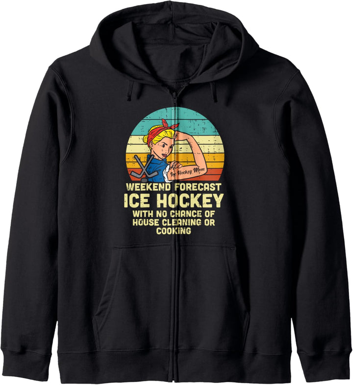 Eishockey Mama Wochenende Vorhersage Lustige Sport Mama Mama Frauen Kapuzenjacke