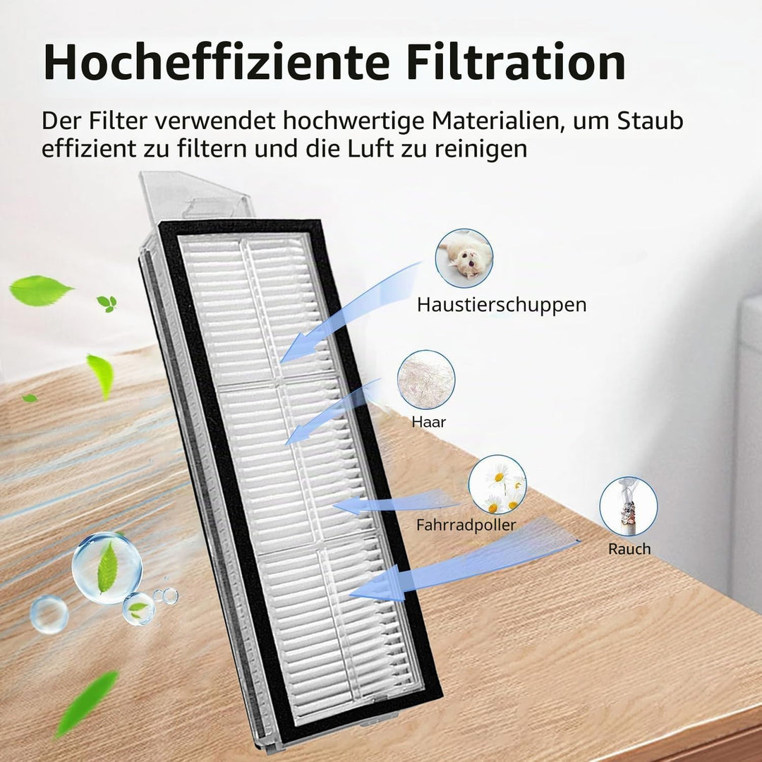 Zubehör für Roborock S8 MaxV Ultra / S8 Max Ultra, 4 Hauptbürste, 4 Wischtücher, 4 Filter, 6 Staubbe