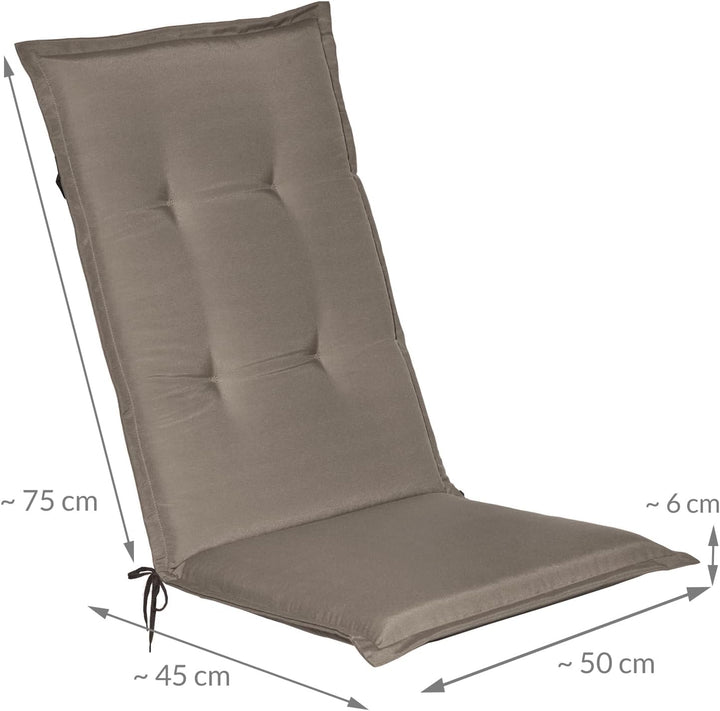 Beautissu 4er Set Gartenstuhlauflage Hochlehner Sitzpolster mit Schaumkern | 120x50x6cm Taupe weiche