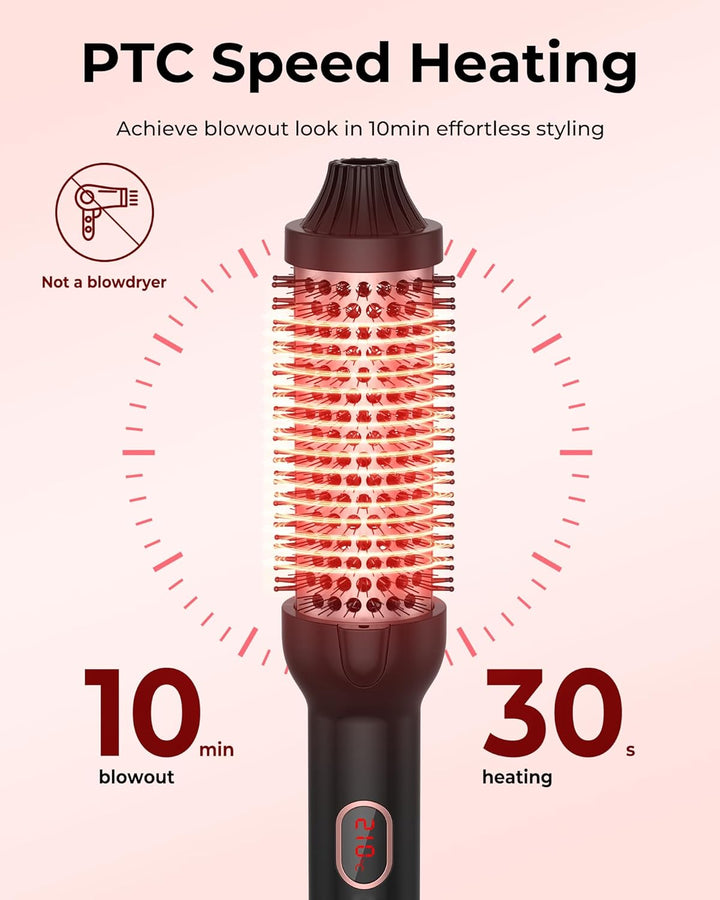 Thermal Brush 38mm, Thermobürste 3 in 1 - Pro Ionische Thermo Rundbürste Lockenbürste 120-210℃, Doub