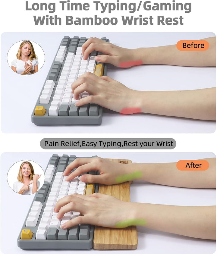 MAMBASNAKE Handballenauflage aus Bambus für 87-Tasten-TKL-Tastatur,A-Klasse Bambus,Ergonomische Hand