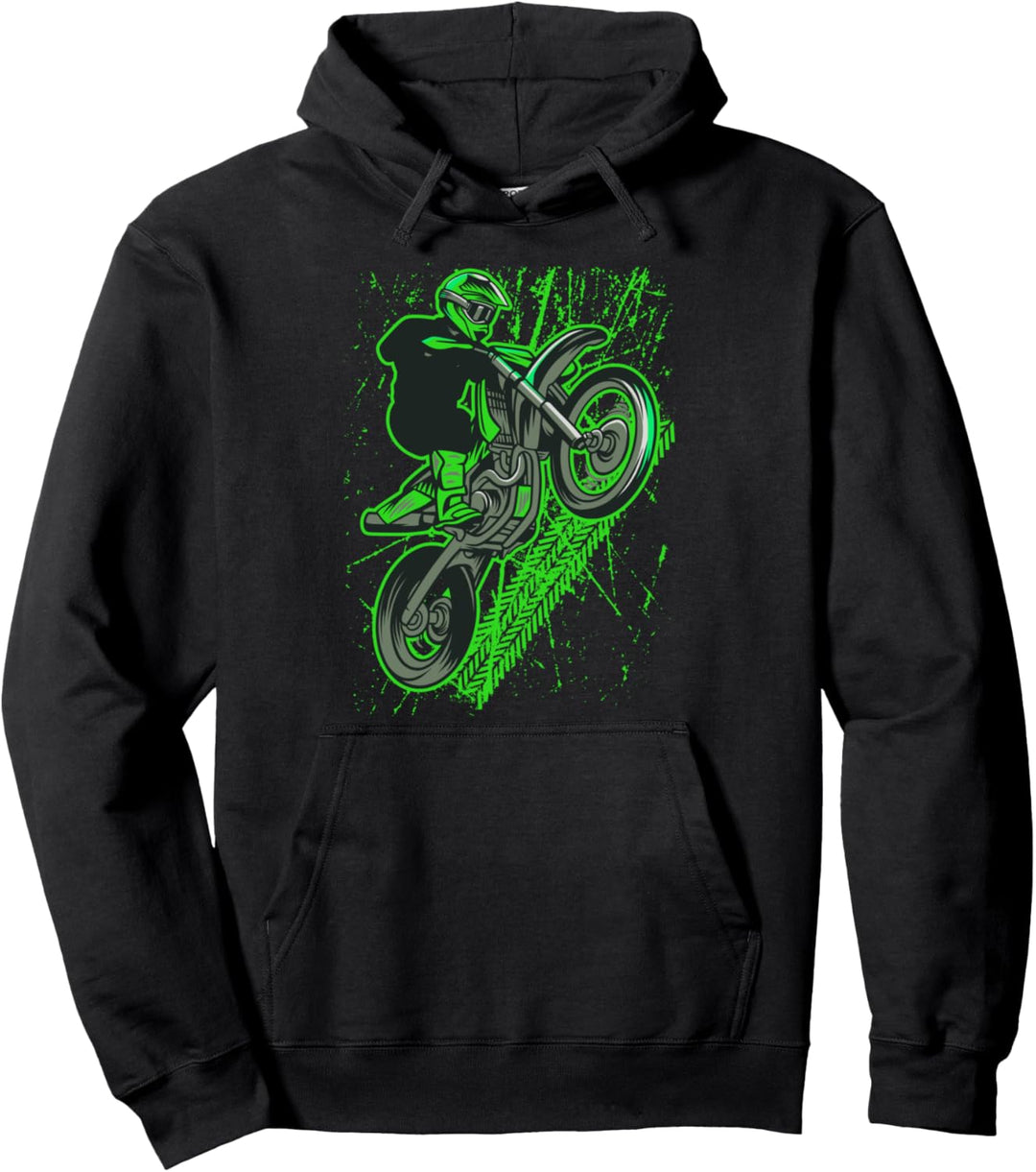 DIRT BIKE Motocross Enduro Green Supercross Outdoor Sport Pullover Hoodie
