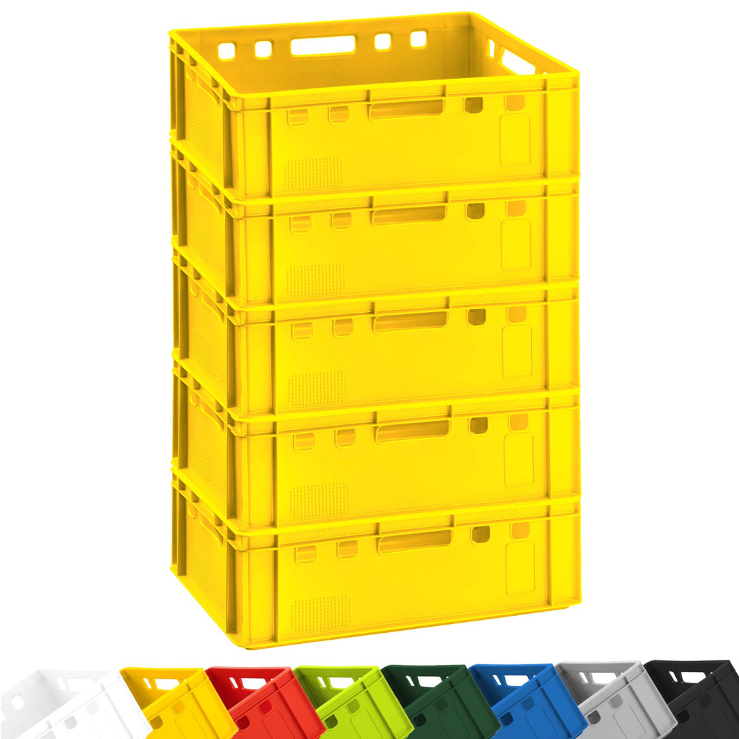 BURI 5x Fleischkiste E2 Metzgerkiste 60x40x20cm lebensmittelecht, robust, stapelbar - Universal Lage