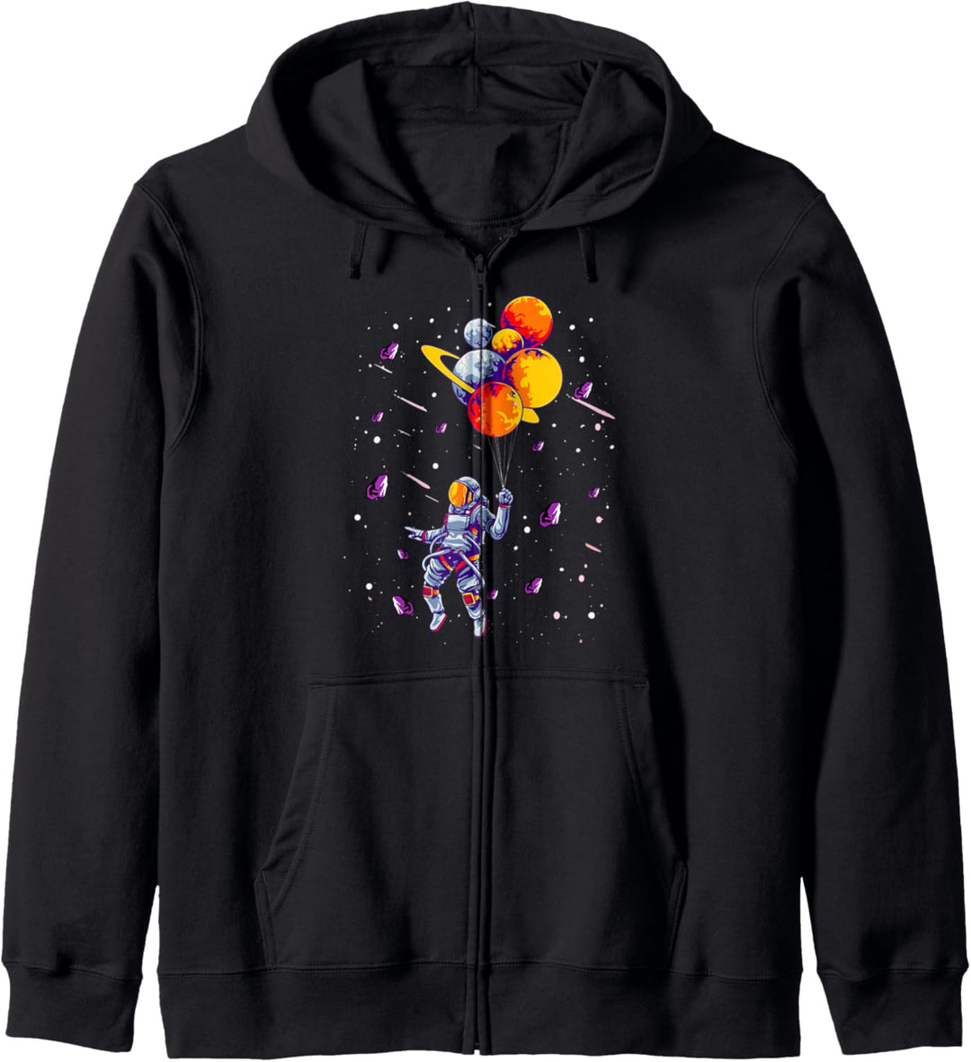 Outer Space Lovers Gift Spaceman Flying Holding Planets Trip Kapuzenjacke