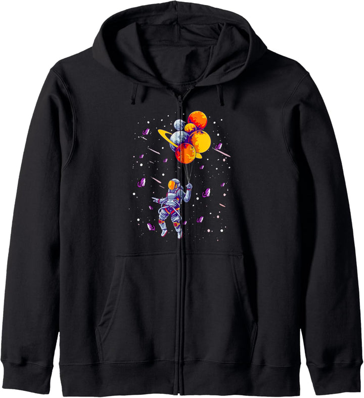 Outer Space Lovers Gift Spaceman Flying Holding Planets Trip Kapuzenjacke