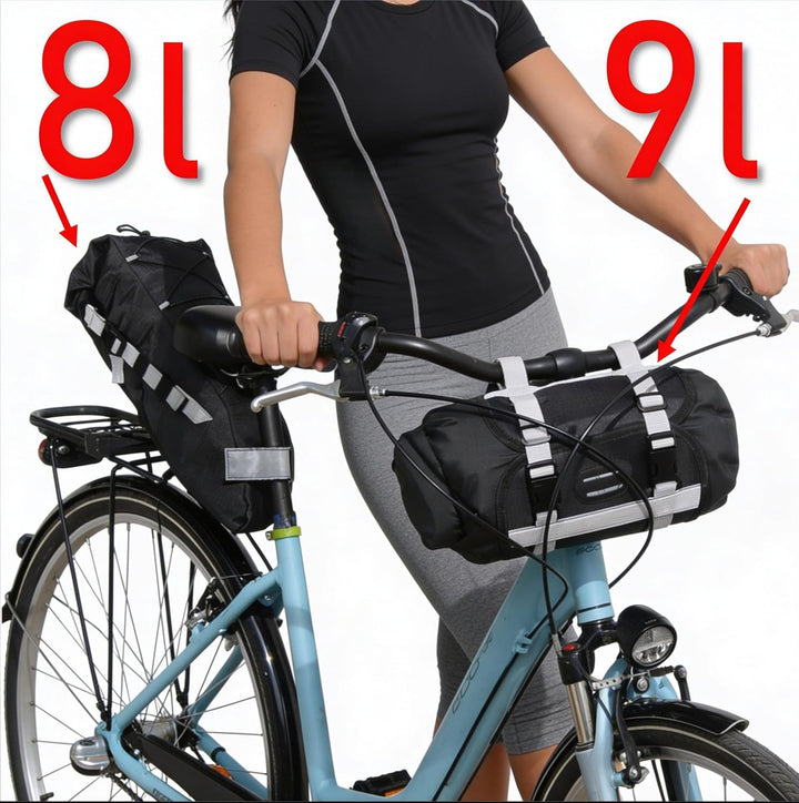 Fahrrad LENKERTASCHE und SATTELTASCHE im Set 17 Liter, bikepacking Taschen wasserdicht Ultraleicht o