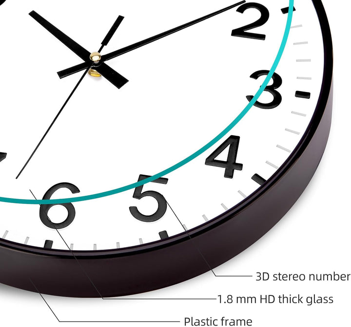 ACCSHINE Wanduhr Ohne TickgeräUsche Lautlos 30cm Modern Quarz Gross Batterie Betriebene Stereo Digit