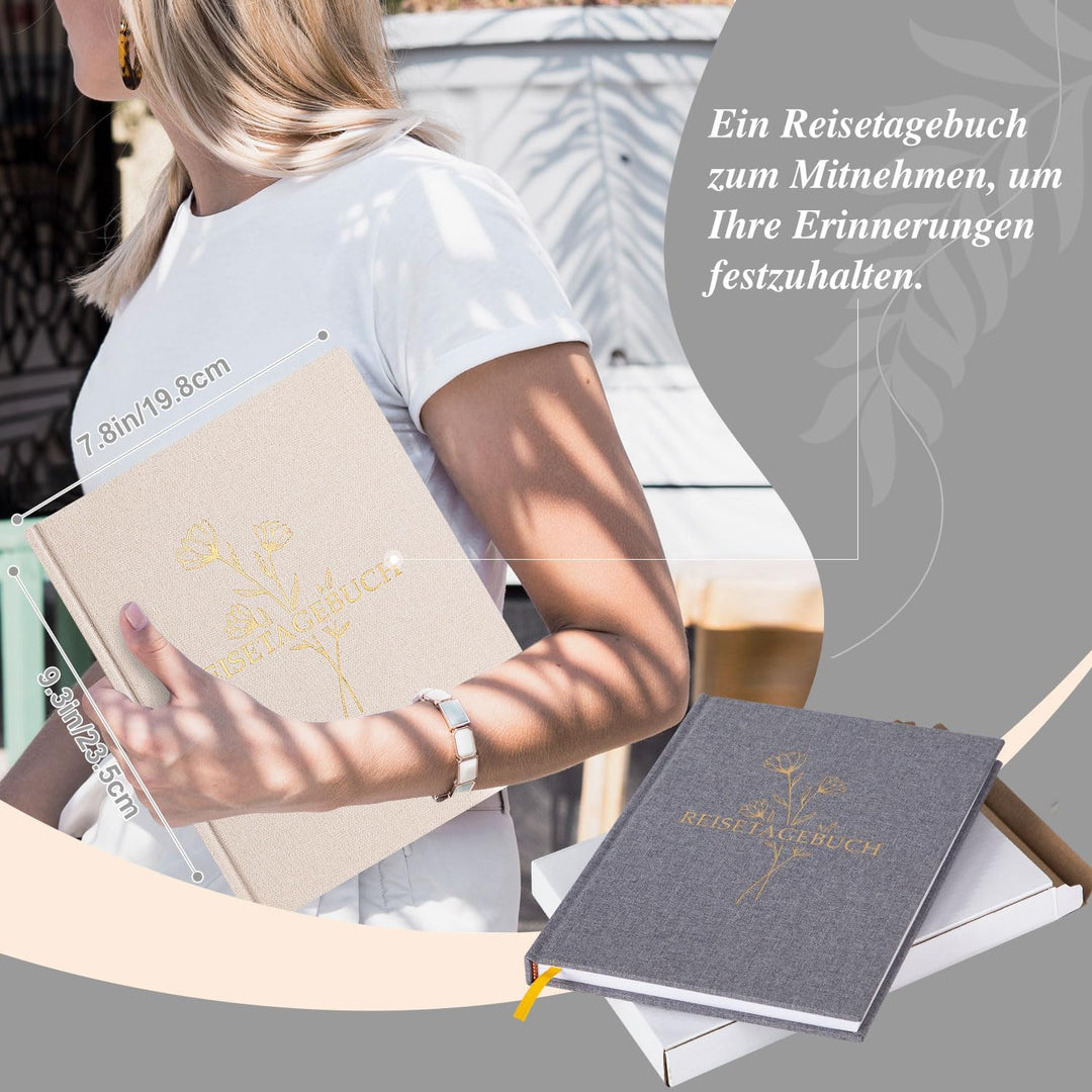 Lanpn Reisetagebuch Notizbuch für Frauen und Männer, Leinen Reisetagebuch zum Ausfüllen Fotobuch Rei