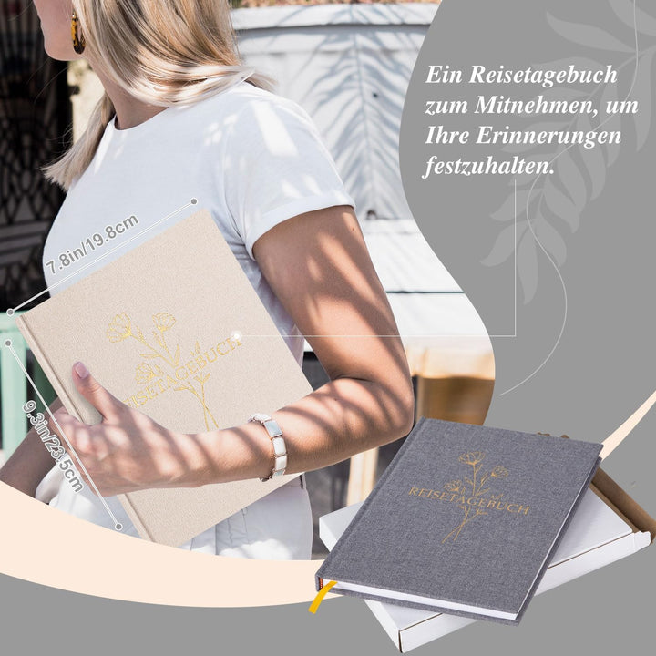 Lanpn Reisetagebuch Notizbuch für Frauen und Männer, Leinen Reisetagebuch zum Ausfüllen Fotobuch Rei