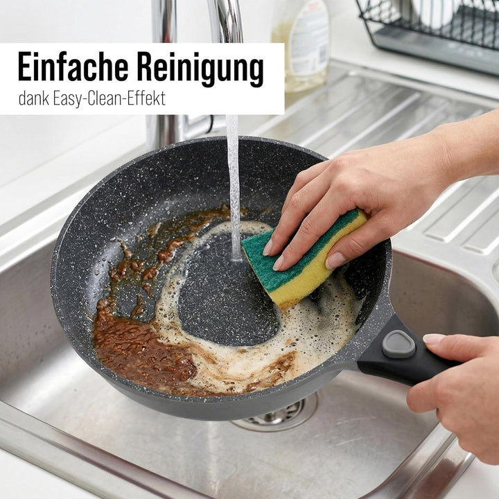 STONELINE SMART Bratpfanne 24 cm, Pfanne Aluguss, Abnehmbarem Griff, Pfanne Induktion, Alle Herdarte