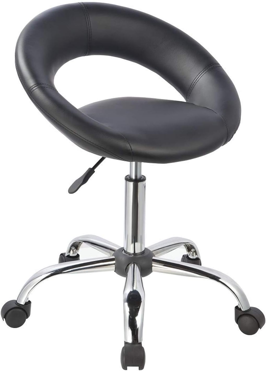Duhome Drehstuhl mit Rollen, Rollhocker Kunstleder Drehhocker Schminktisch Hocker mit Lehne Arbeitsh