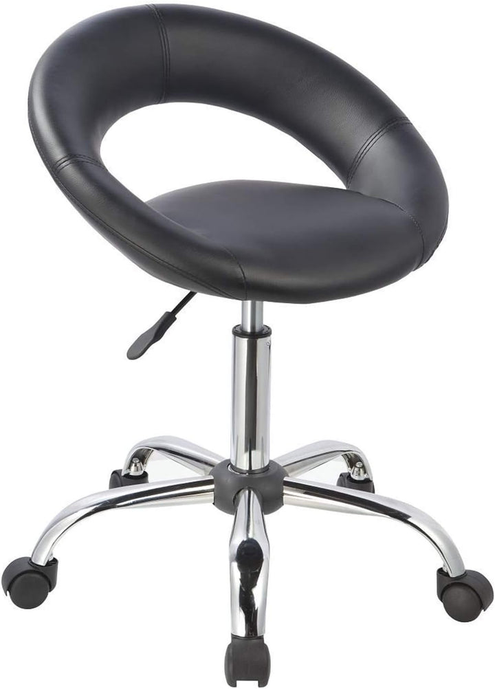 Duhome Drehstuhl mit Rollen, Rollhocker Kunstleder Drehhocker Schminktisch Hocker mit Lehne Arbeitsh