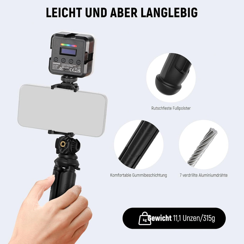 NEEWER Handy Stativ Mini Tripod Flexible mit Fernbedienung, Halterung Smartphone Vlog Selfie Stock,