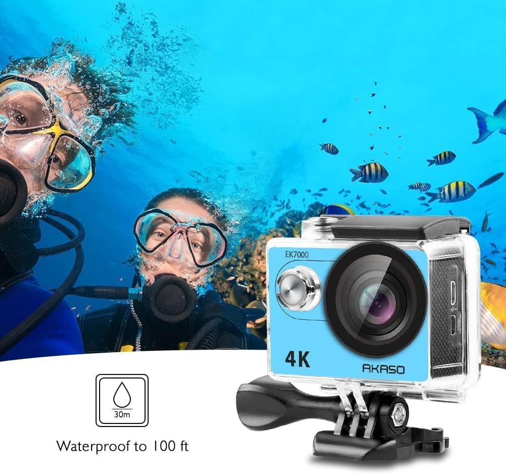 AKASO Action Cam EK7000 4K30FPS Action Kamera 170° Weitwinkel HD Unterwasserkamera 20MP WiFi wasserd