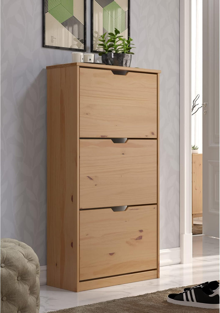 Inter-Furn Garderobe Schuhschrank Schuhkommode Schuhkipper Mestre, 60 x 114 x 25 cm Kiefer Honig Sch