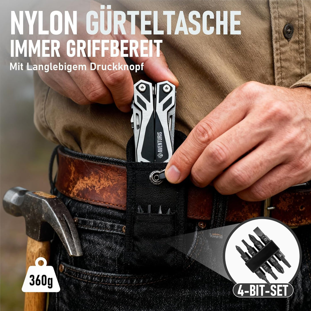 AVENTURIS® Multitool-Werkzeug 21 Funktionen [Edelstahl] Deutscher Standard! Ein Multifunktionswerkze